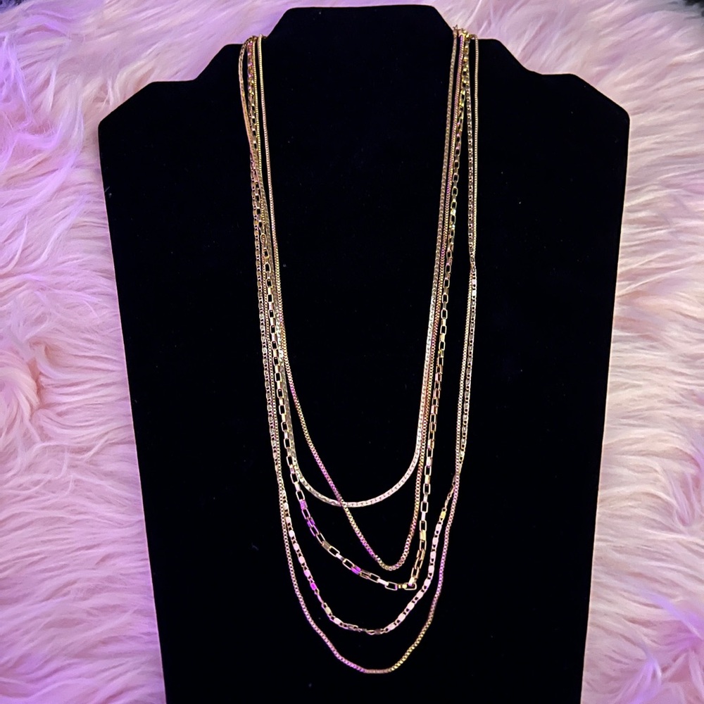 Gold Multi-Layer Chain Necklace for Women
